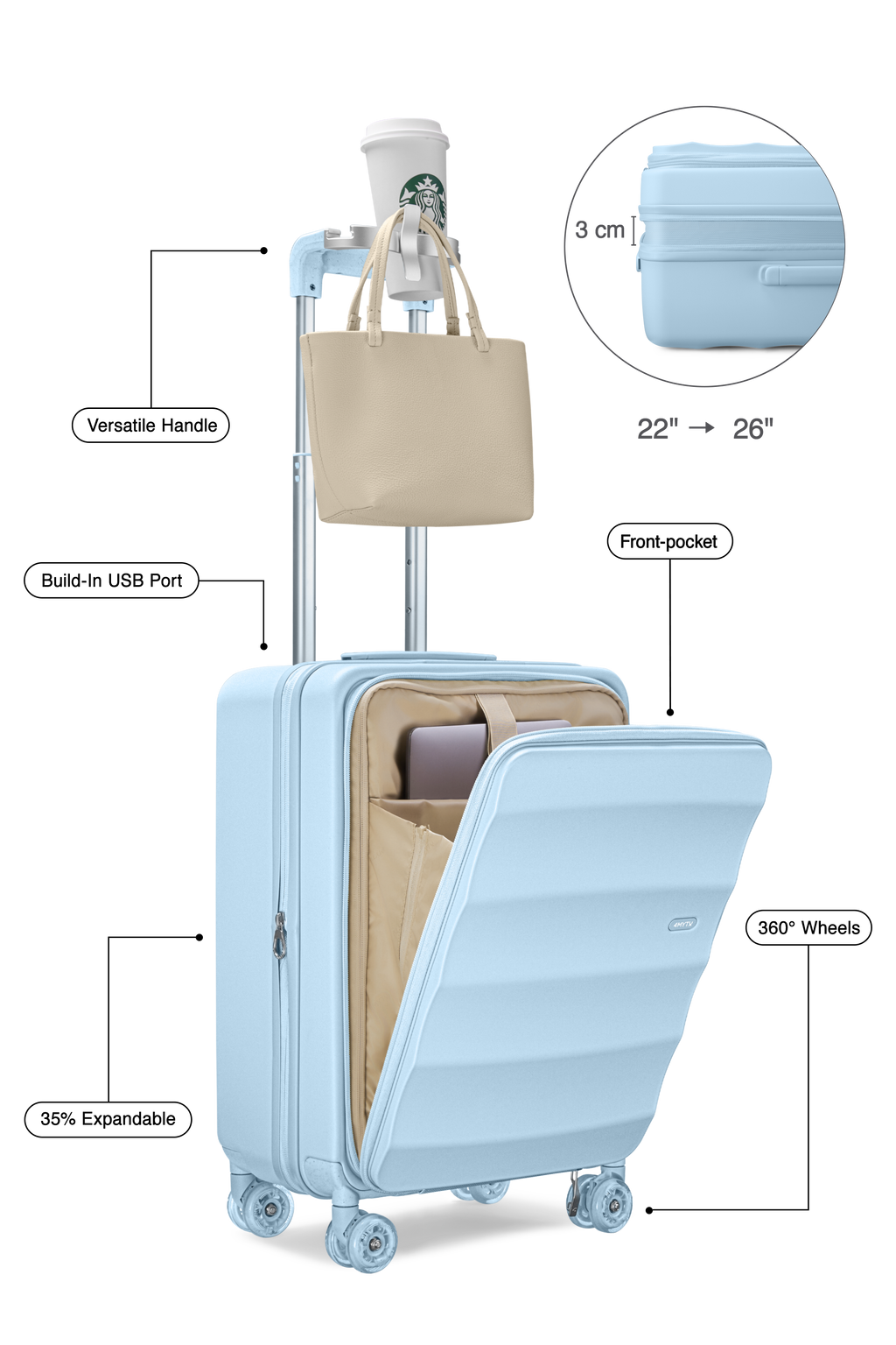 Bigger Tank Carry-On in Delicate Blue